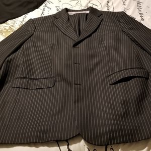 Big and Tall Black and Grey Pinstripe Suit